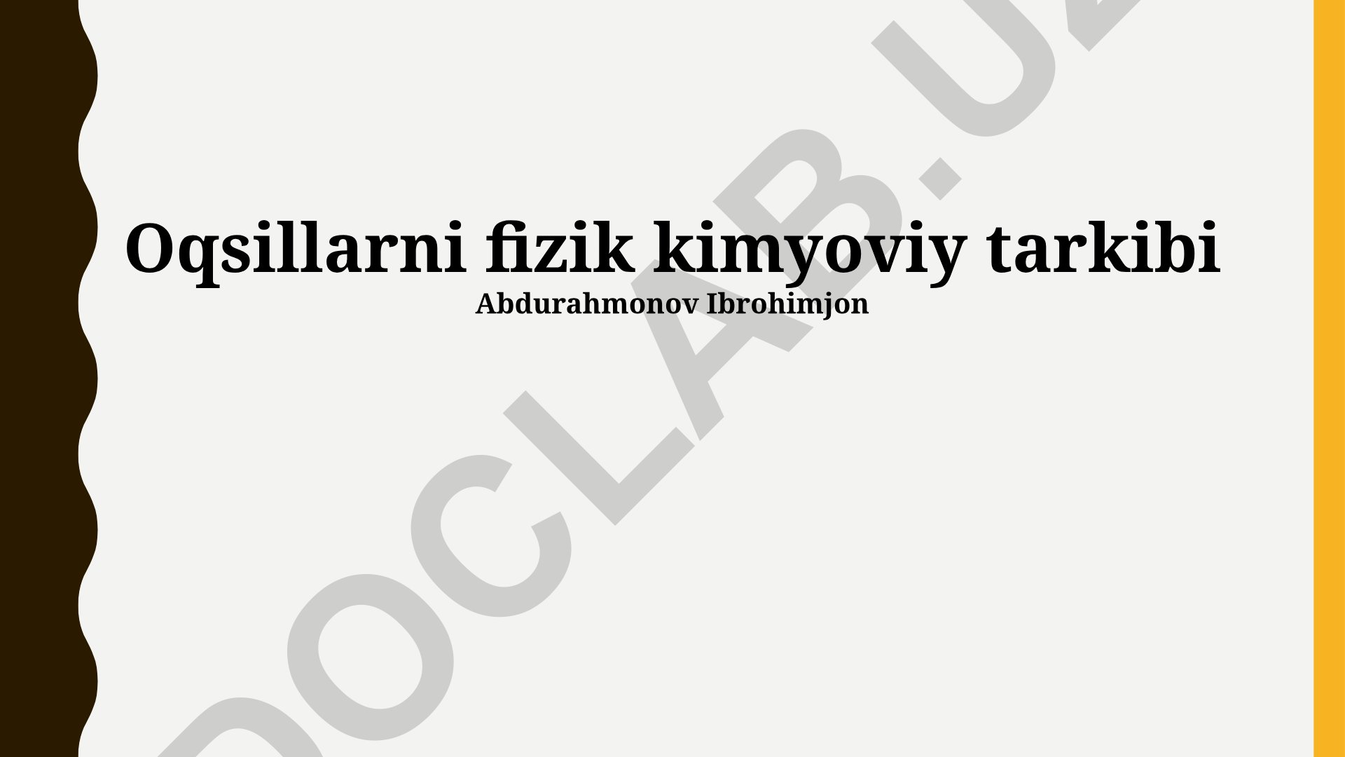 Oqsillarning fizik-kimyoviy tarkibi va tuzilishi