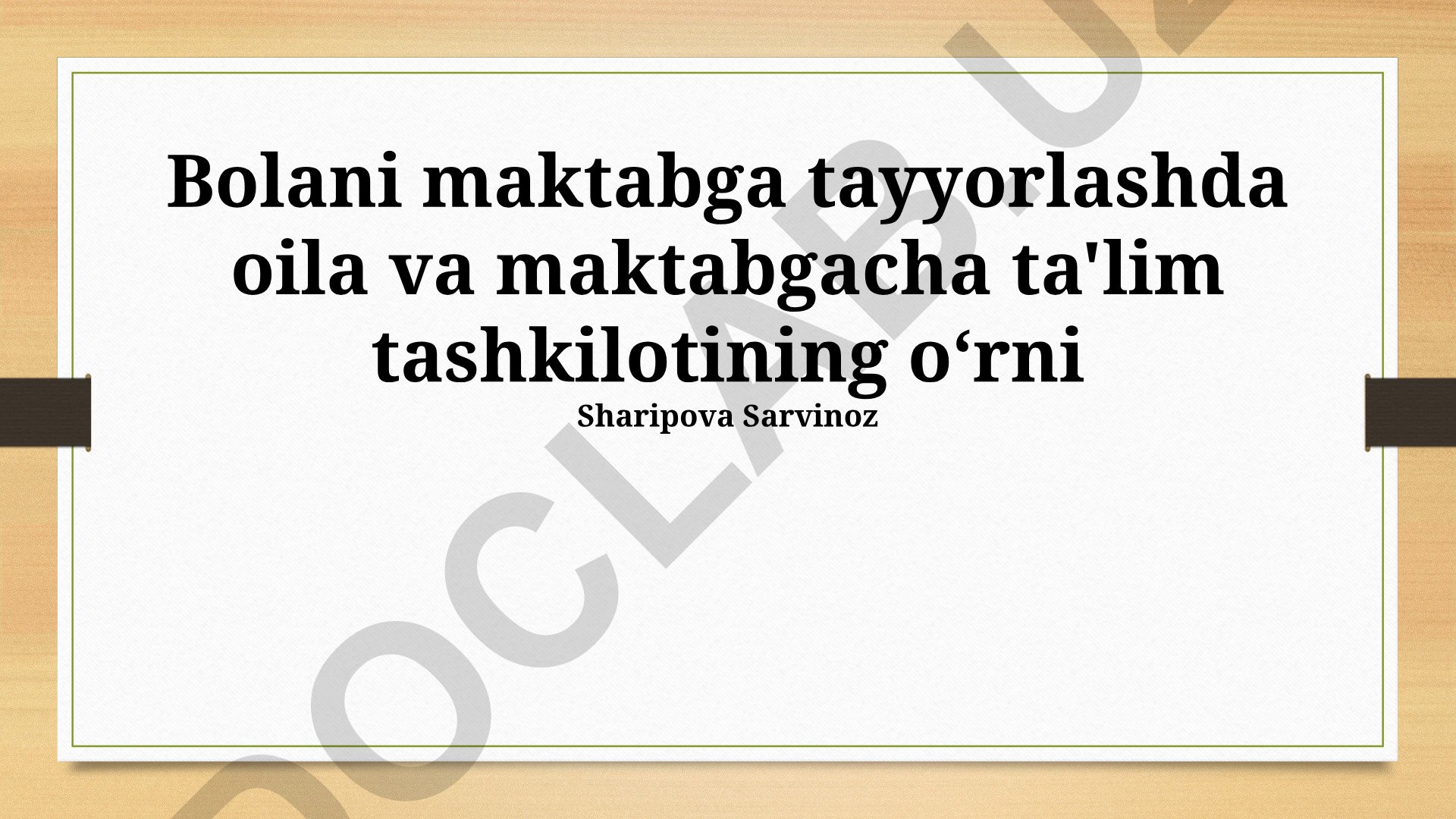 Bolani maktabga tayyorlashda oila va maktabgacha ta'lim tashkilotining oʻrni