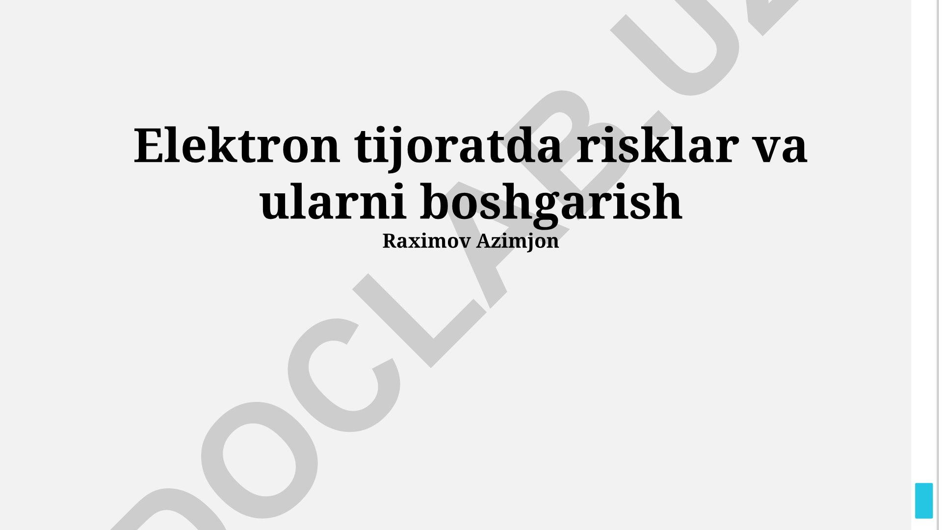 Elektron tijoratda risklar va ularni boshqarish