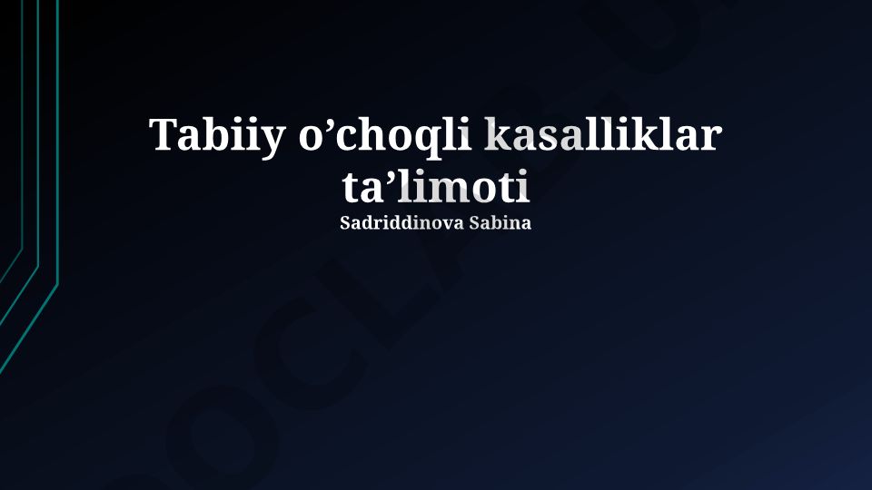 Tabiiy o'choqli kasalliklar ta'limoti