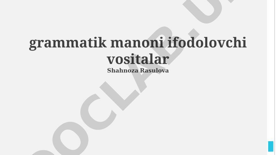 Grammatik ma'no ifodalash vositalari