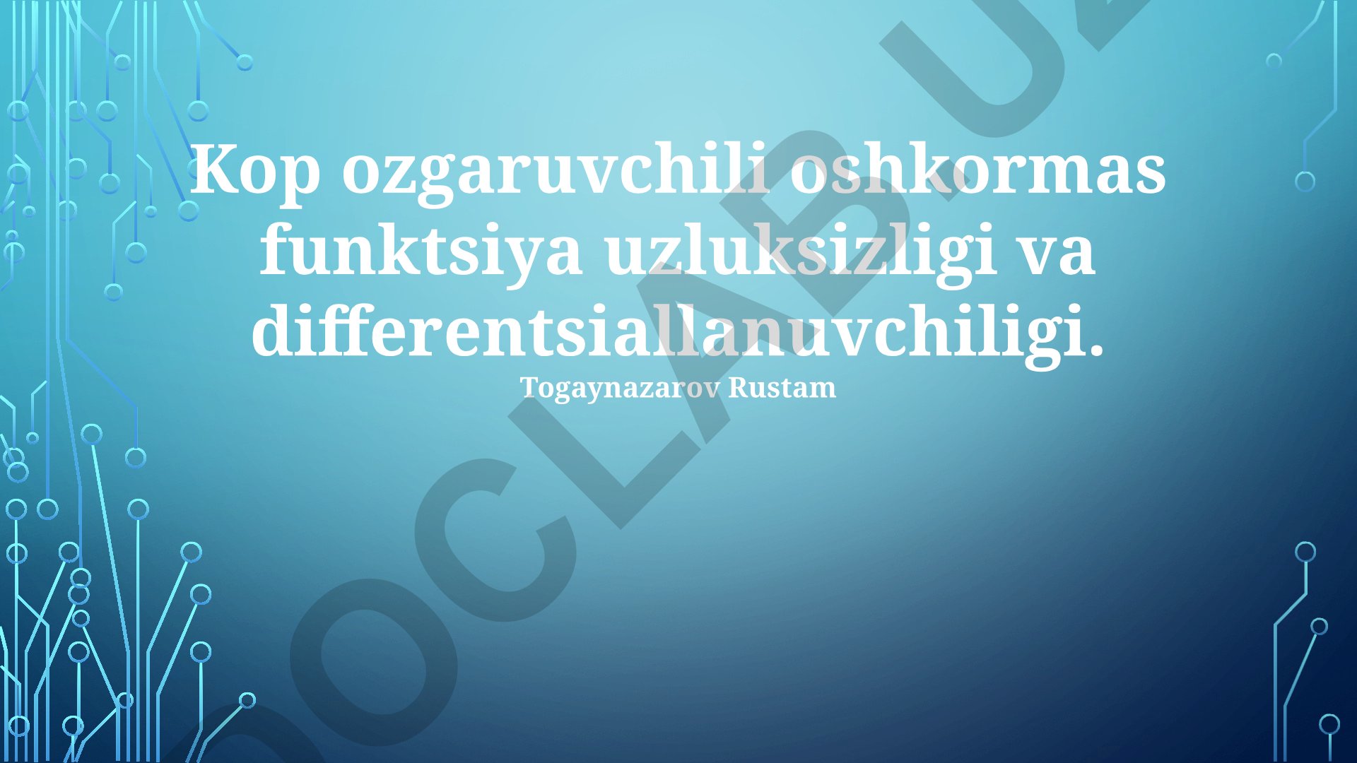Ko'p o'zgaruvchili oshkormas funktsiya uzluksizligi va differentsiallanuvchiligi
