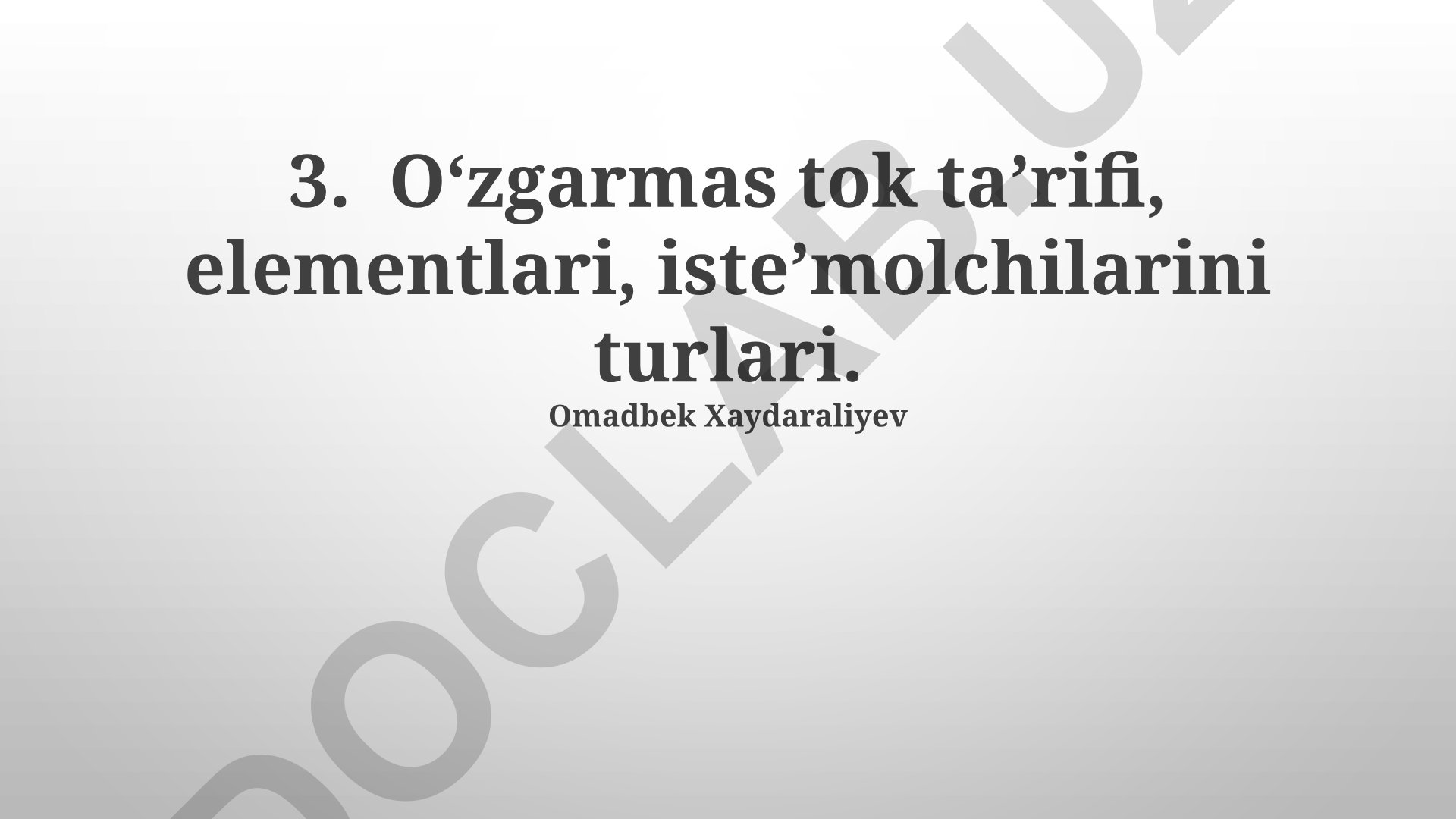 Doimiy tokning ta'rifi, elementlari va iste'molchilari
