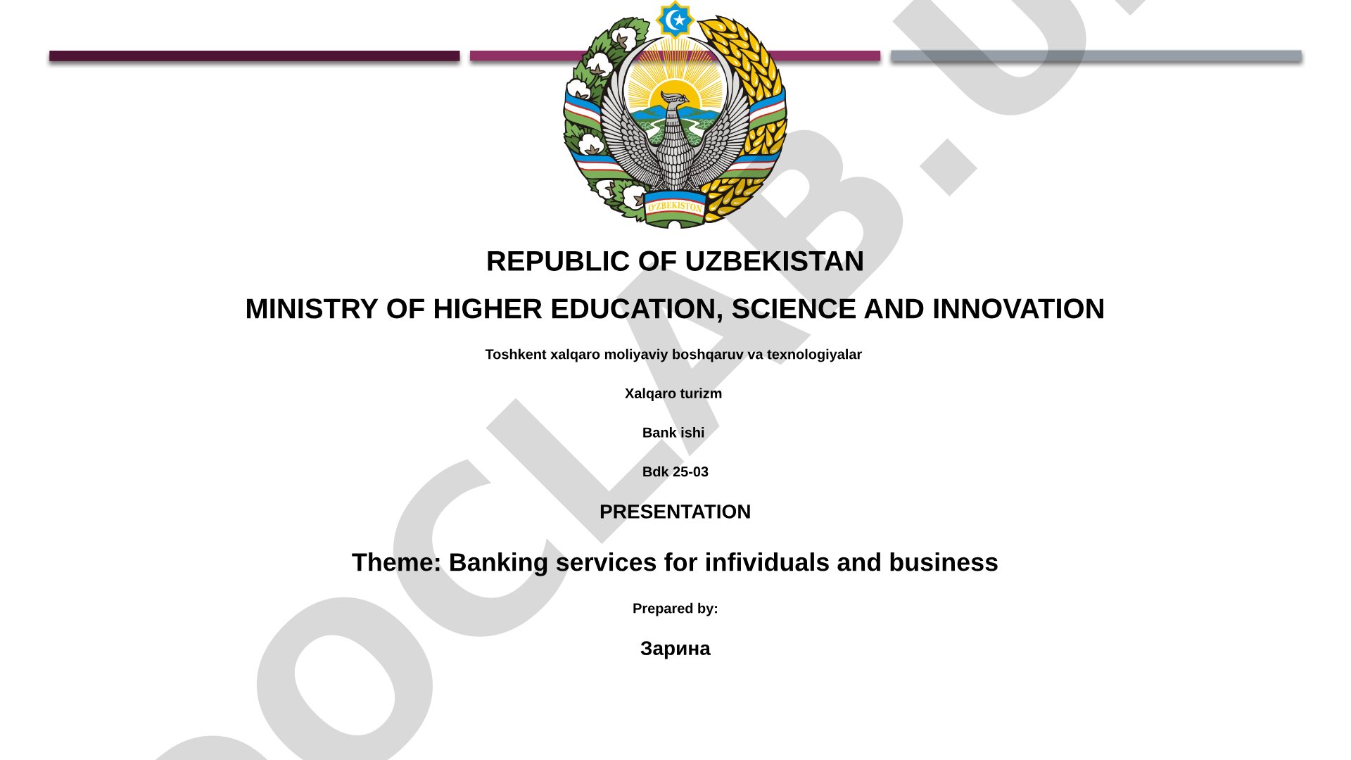 Banking services for individuals and business