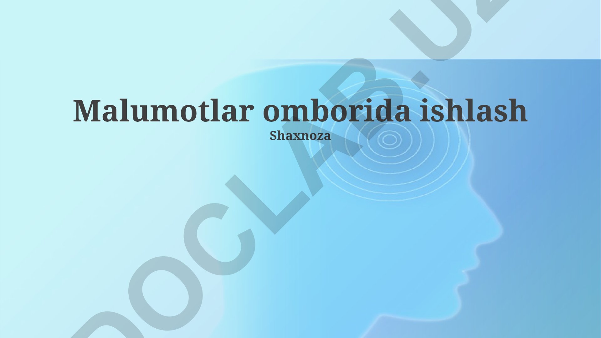 Ma'lumotlar omborida ishlash va ma'lumotlarni tahlil qilish
