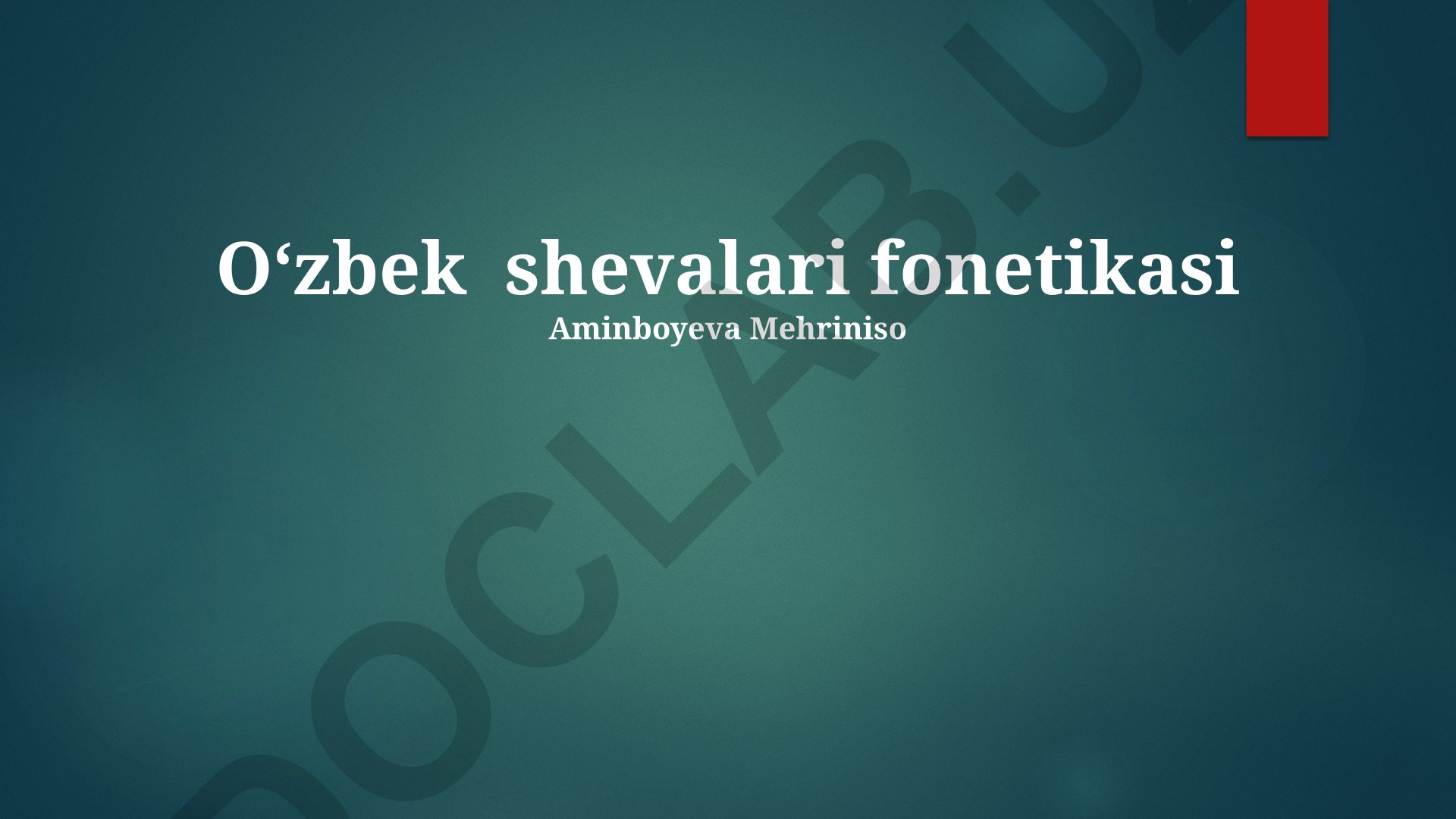 Oʻzbek shevalari fonetikasi