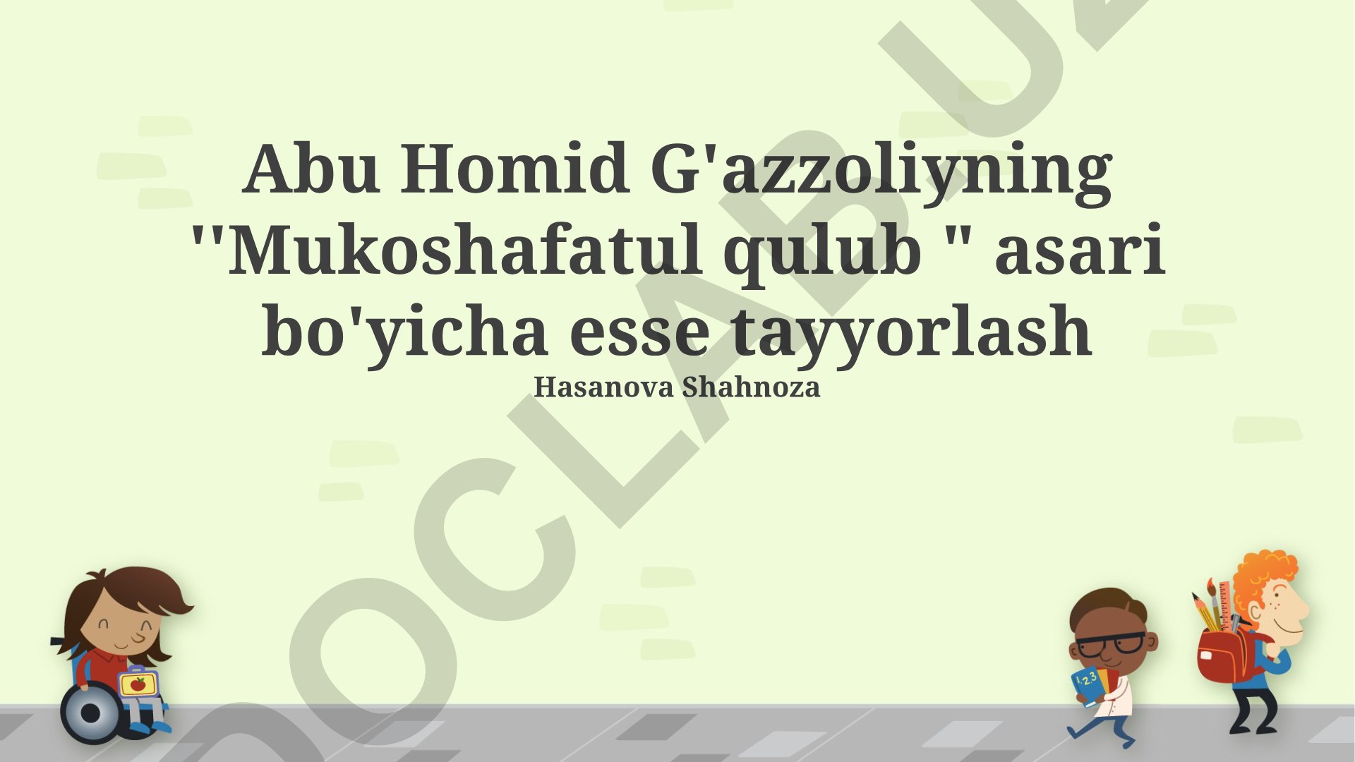 Abu Homid G'azzoliyning "Mukoshafatul qulub" asari bo'yicha esse