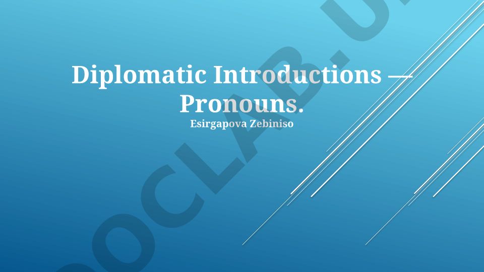 Diplomatic Introductions — Pronouns