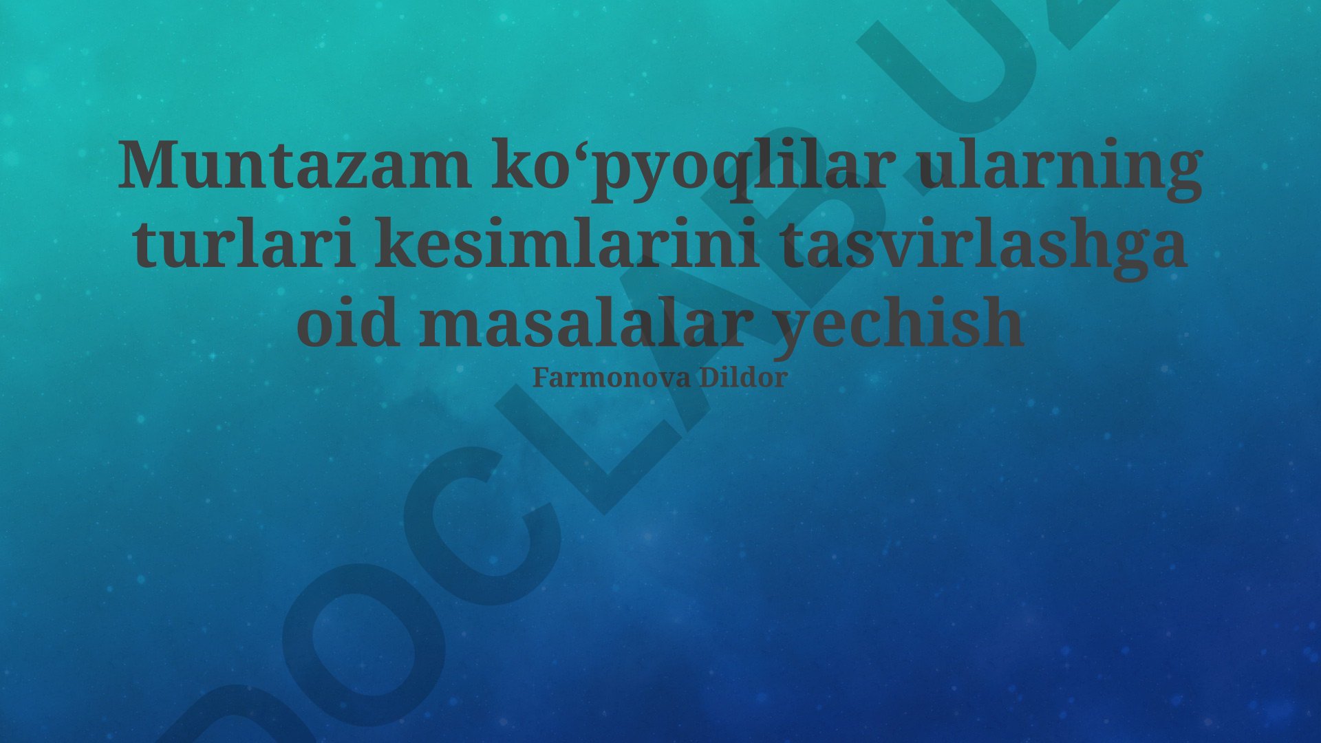 Muntazam koʻpyoqlilar kesimlari va ularning turlari