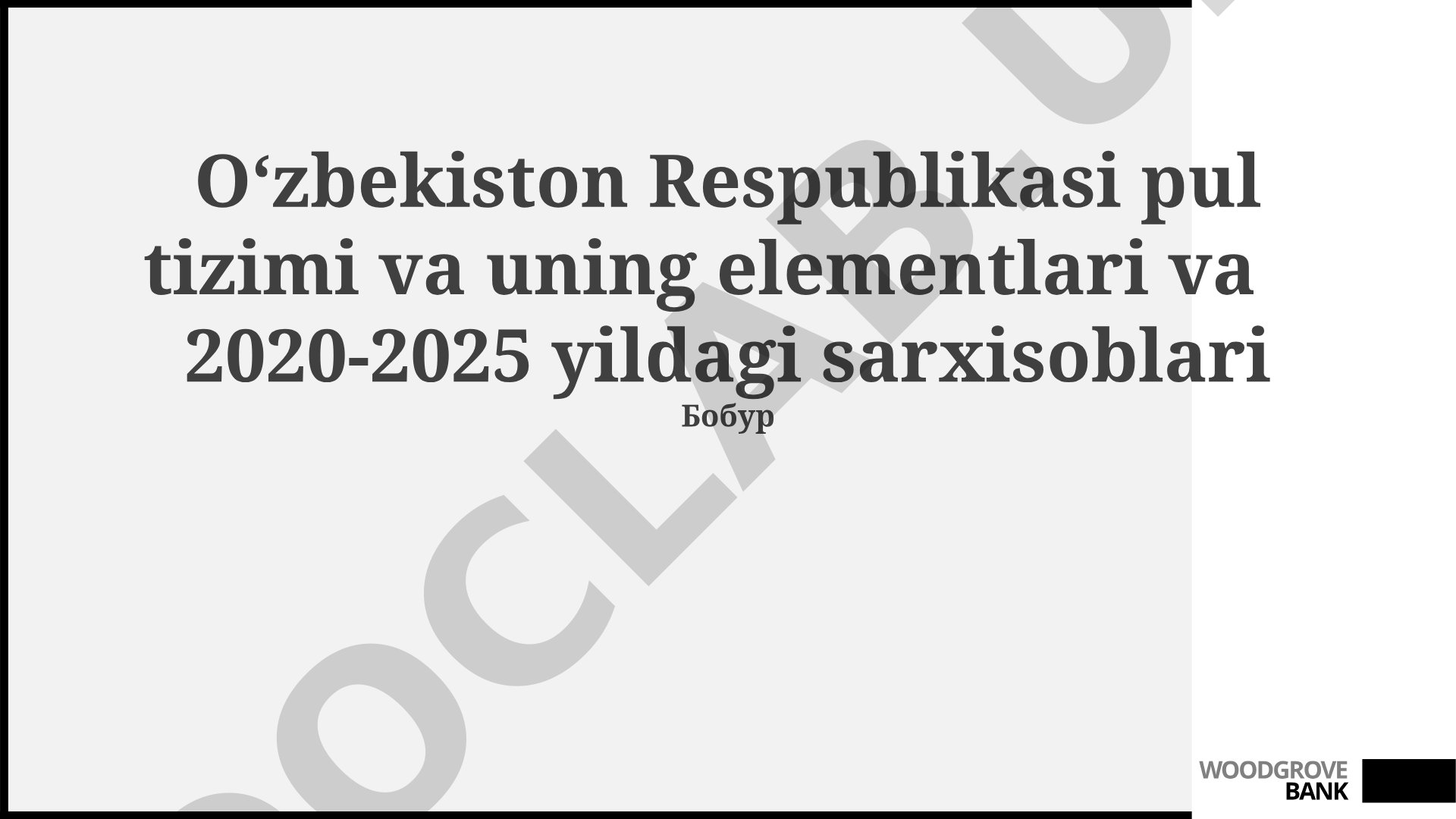 O'zbekiston Respublikasi pul tizimi va uning elementlari va 2020-2025 yildagi sarxisoblari