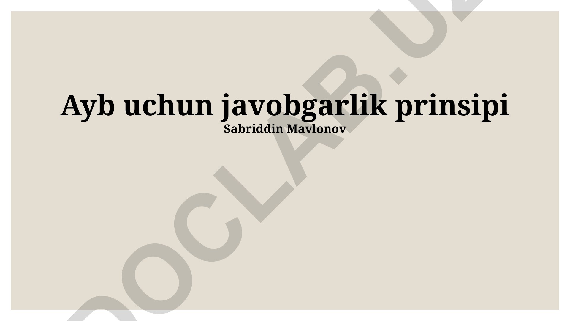 Ayb uchun javobgarlik prinsipi