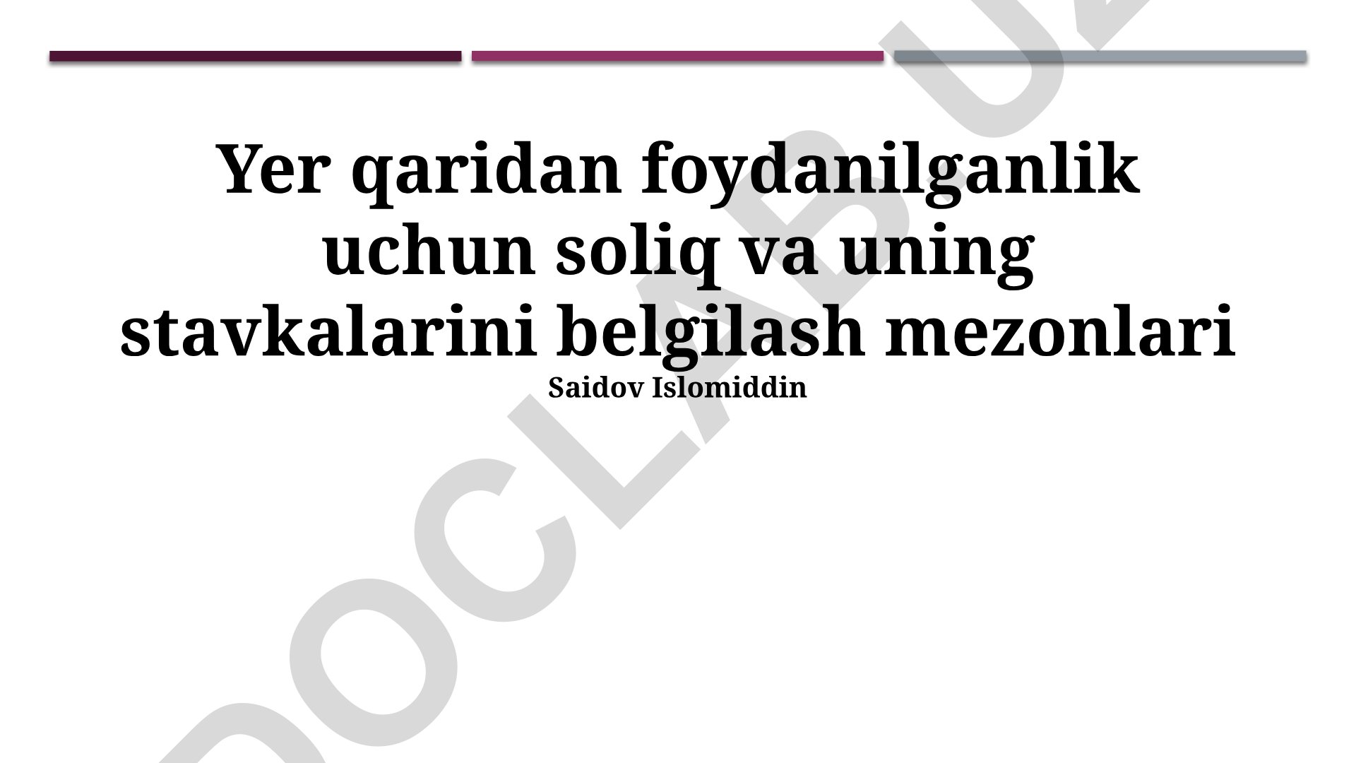 Yer qaridan foydalanish uchun soliq stavkalarini belgilash mezonlari