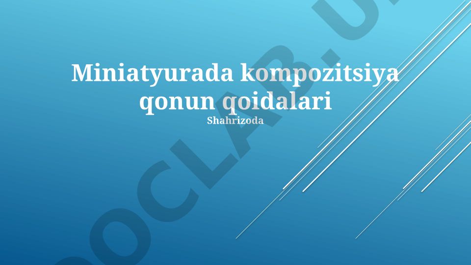 Miniatyurada kompozitsiya qonun qoidalari