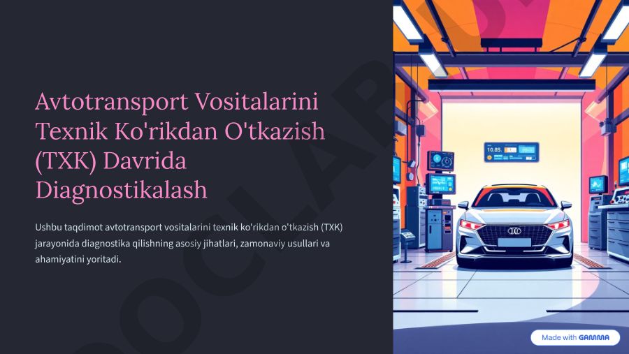 Avtotransport vositalarini texnik ko'rik jarayonida diagnostika qilish