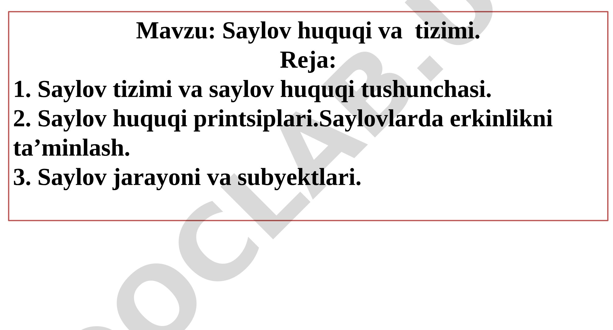 Saylov huquqi va tizimi