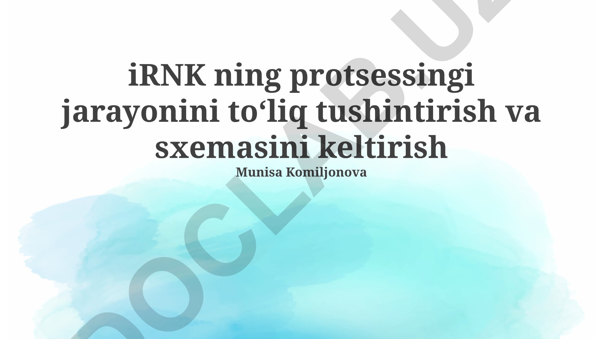 iRNK yetuklashining tartibga solinishi va molekulyar mexanizmlari