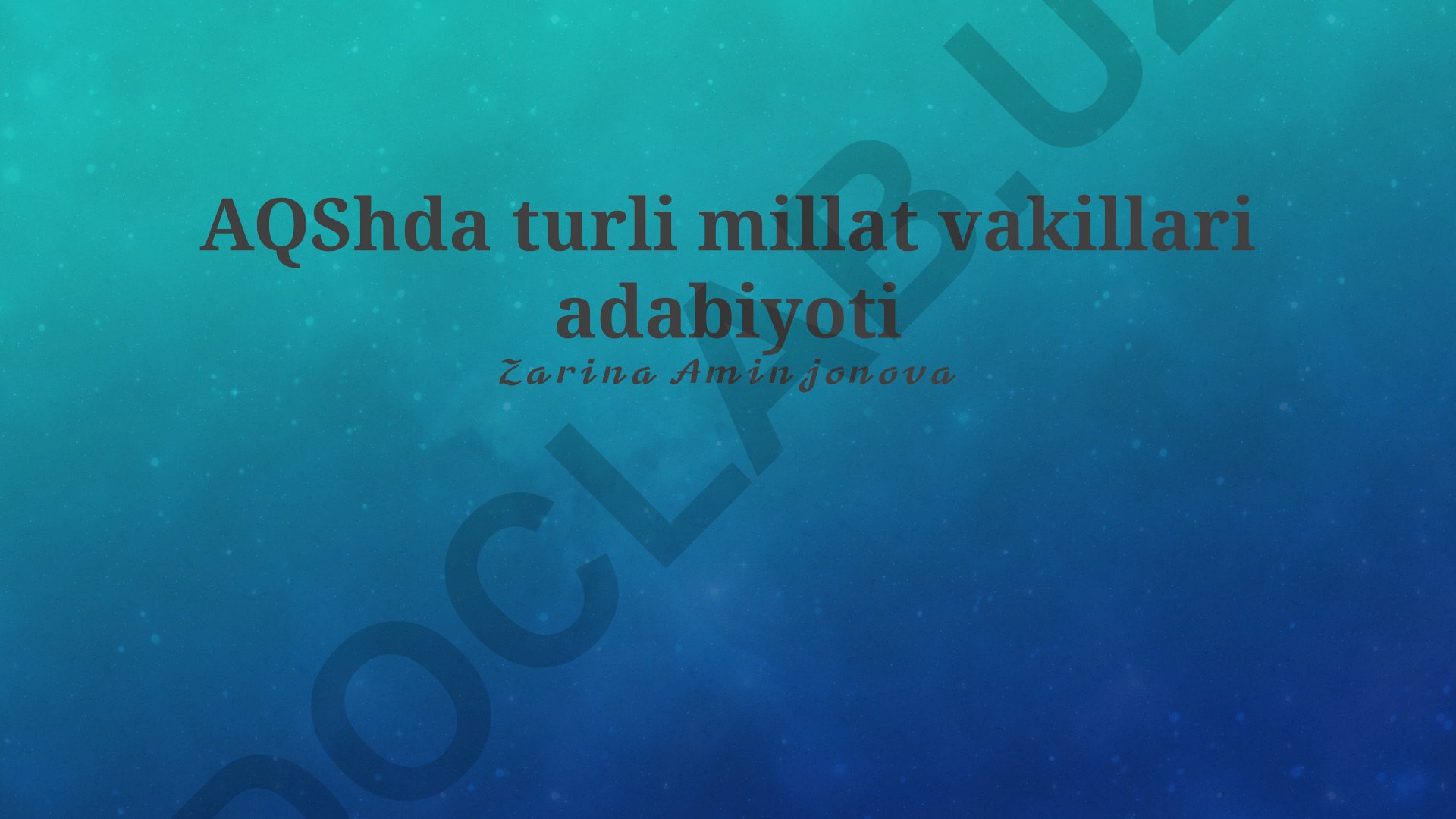 AQShda turli millat vakillari adabiyoti