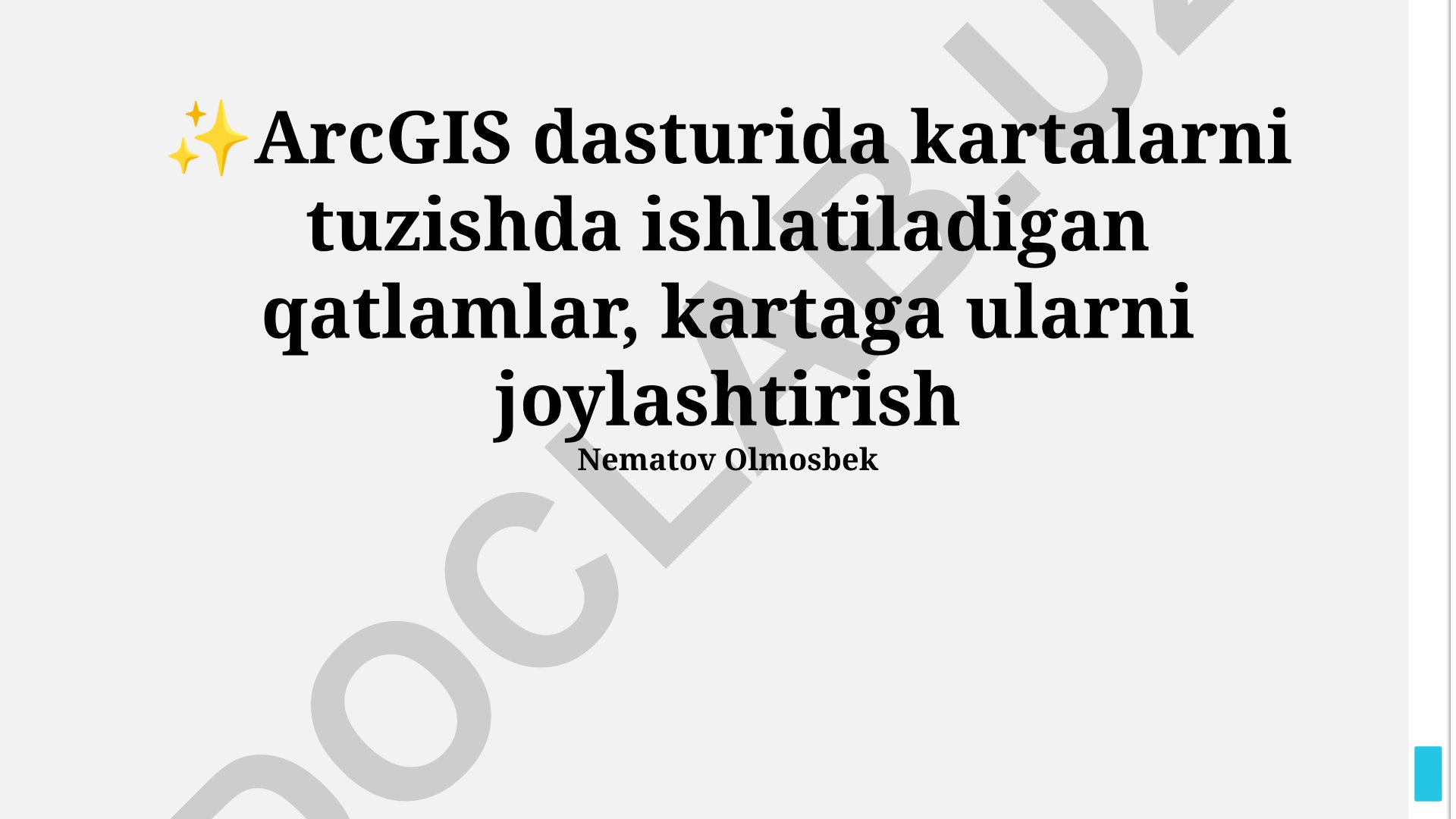 ArcGIS dasturida kartalarni tuzish va qatlamlar bilan ishlash