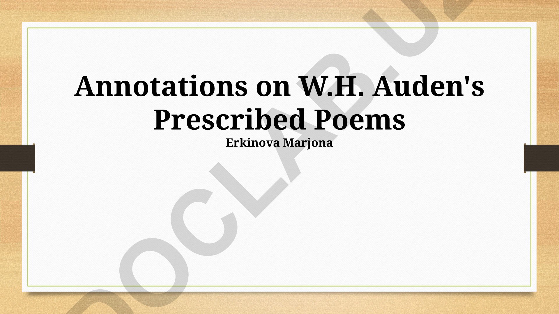 W.H. Auden she'rlari va madaniy tarjima tahlili
