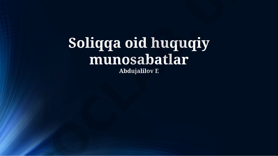 Soliqqa oid huquqiy munosabatlar