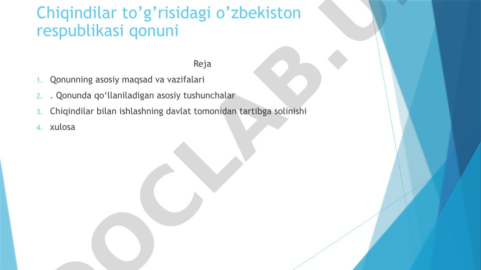 Chiqindilar to'g'risidagi O'zbekiston Respublikasi qonuni