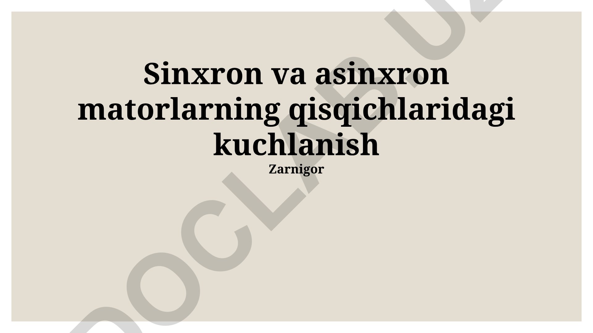 Sinxron va asinxron motorlar terminallaridagi kuchlanish