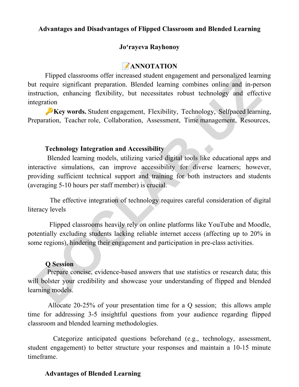Advantages and Disadvantages of Flipped Classroom and Blended Learning