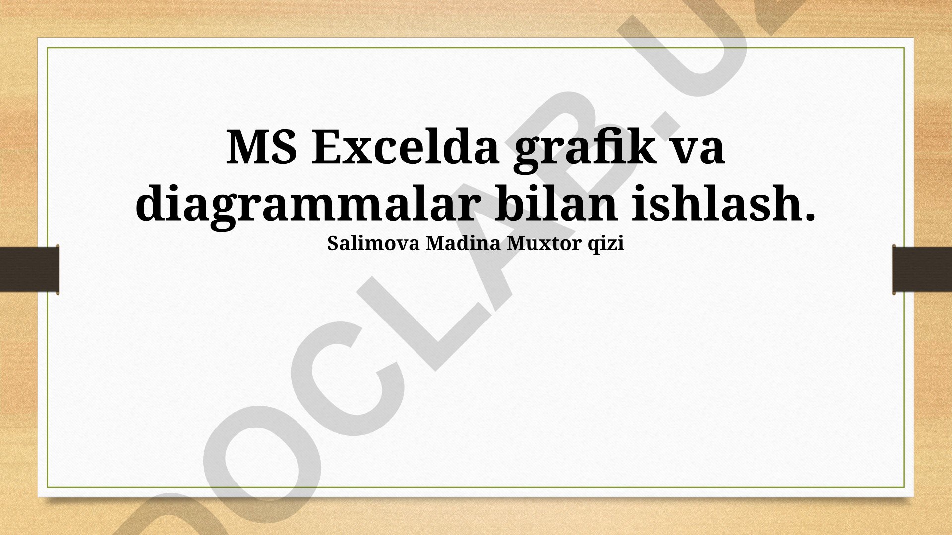 MS Excelda grafik va diagrammalar bilan ishlash