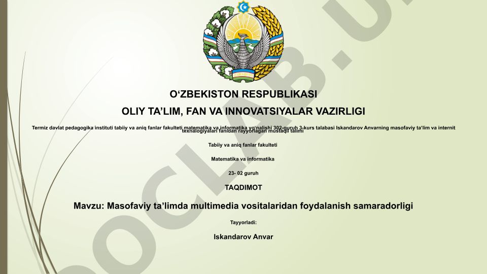 Masofaviy taʼlimda multimedia vositalaridan foydalanish samaradorligi