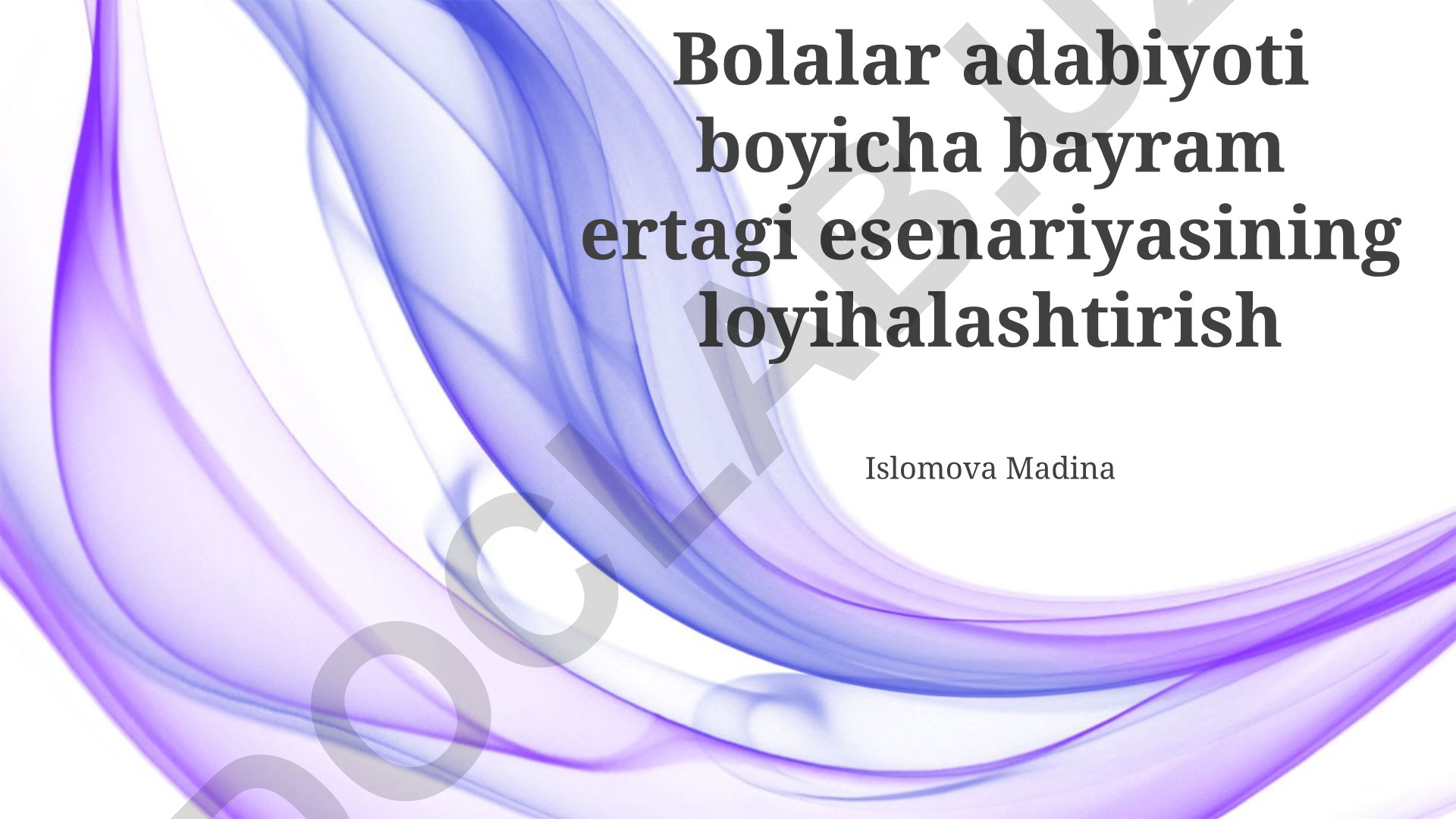 Bolalar adabiyoti bayram ertagi ssenariyasining loyihalashtirishi