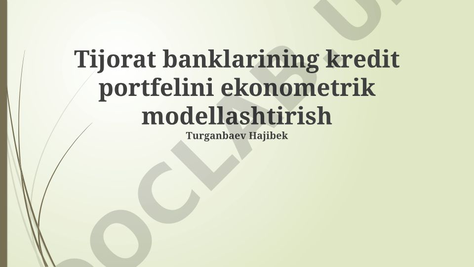 Tijorat banklarining kredit portfelini ekonometrik modellashtirish