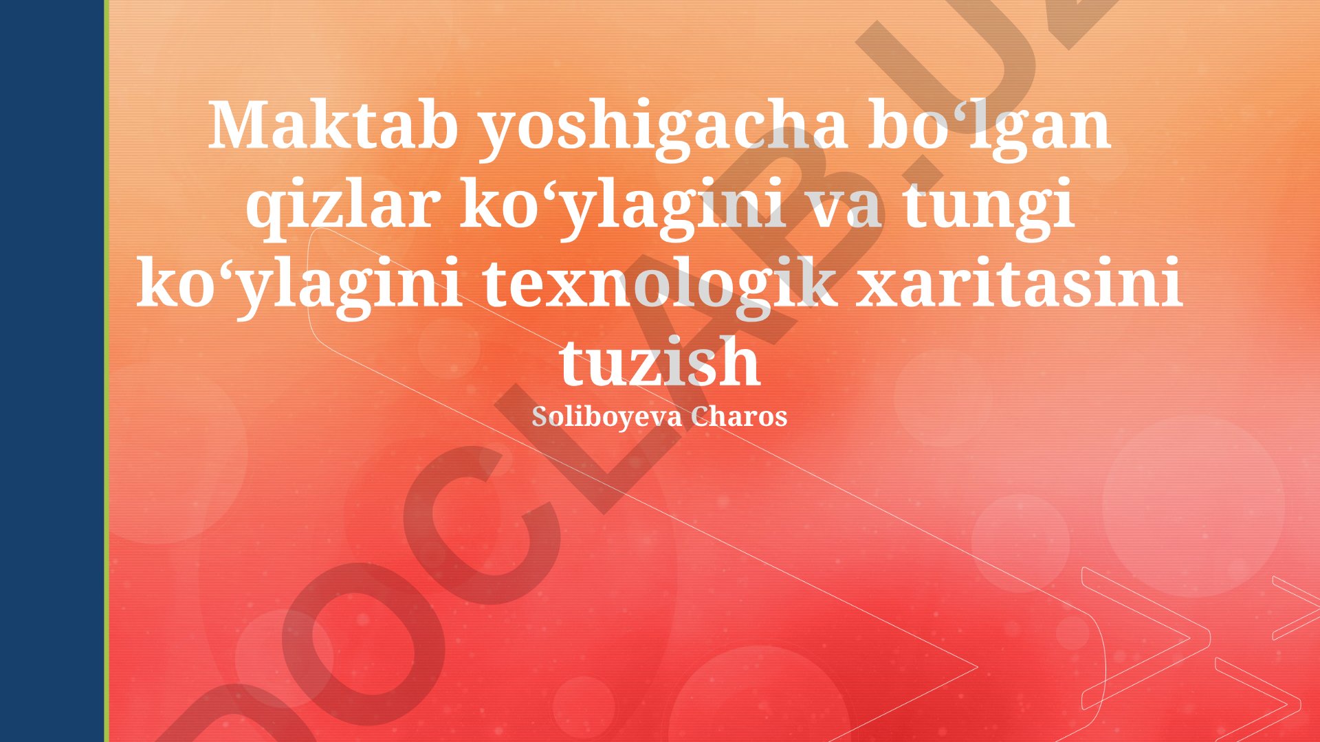 Maktabgacha yoshdagi qizlar liboslari va tuniklari uchun texnologik xarita ishlab chiqish