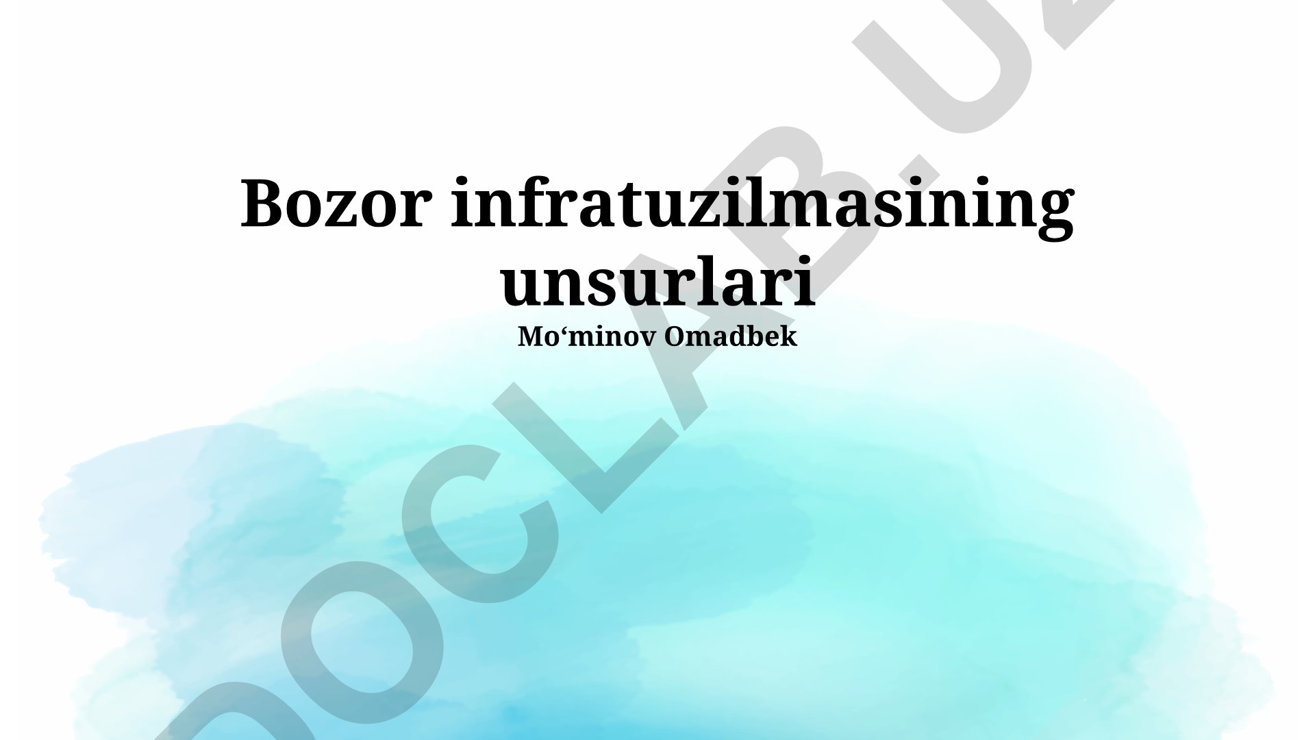 Bozor infratuzilmasining unsurlari va tarmoq xavfsizligi