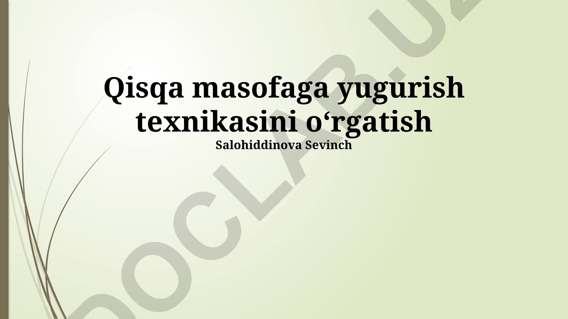 Qisqa masofaga yugurish texnikasini oʻrgatish