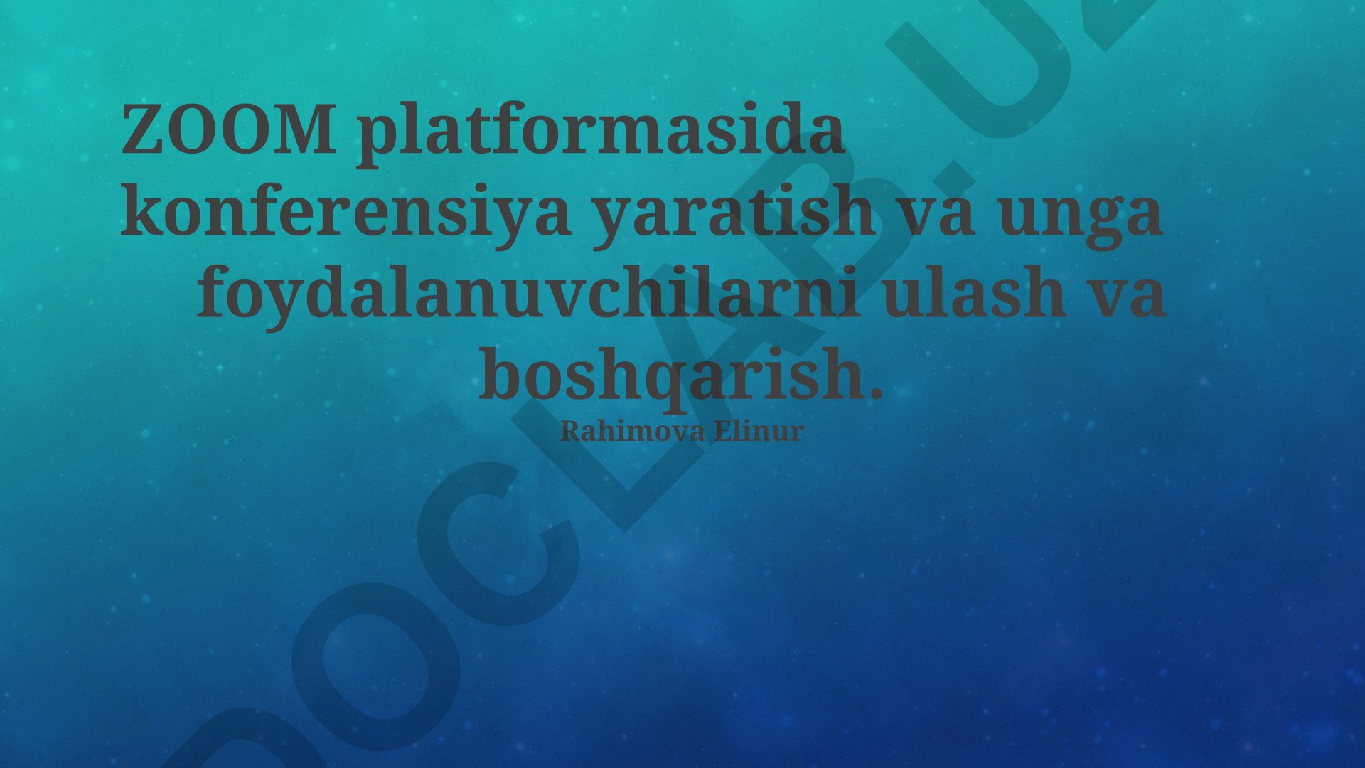 Zoom platformasida konferensiya yaratish va boshqarish