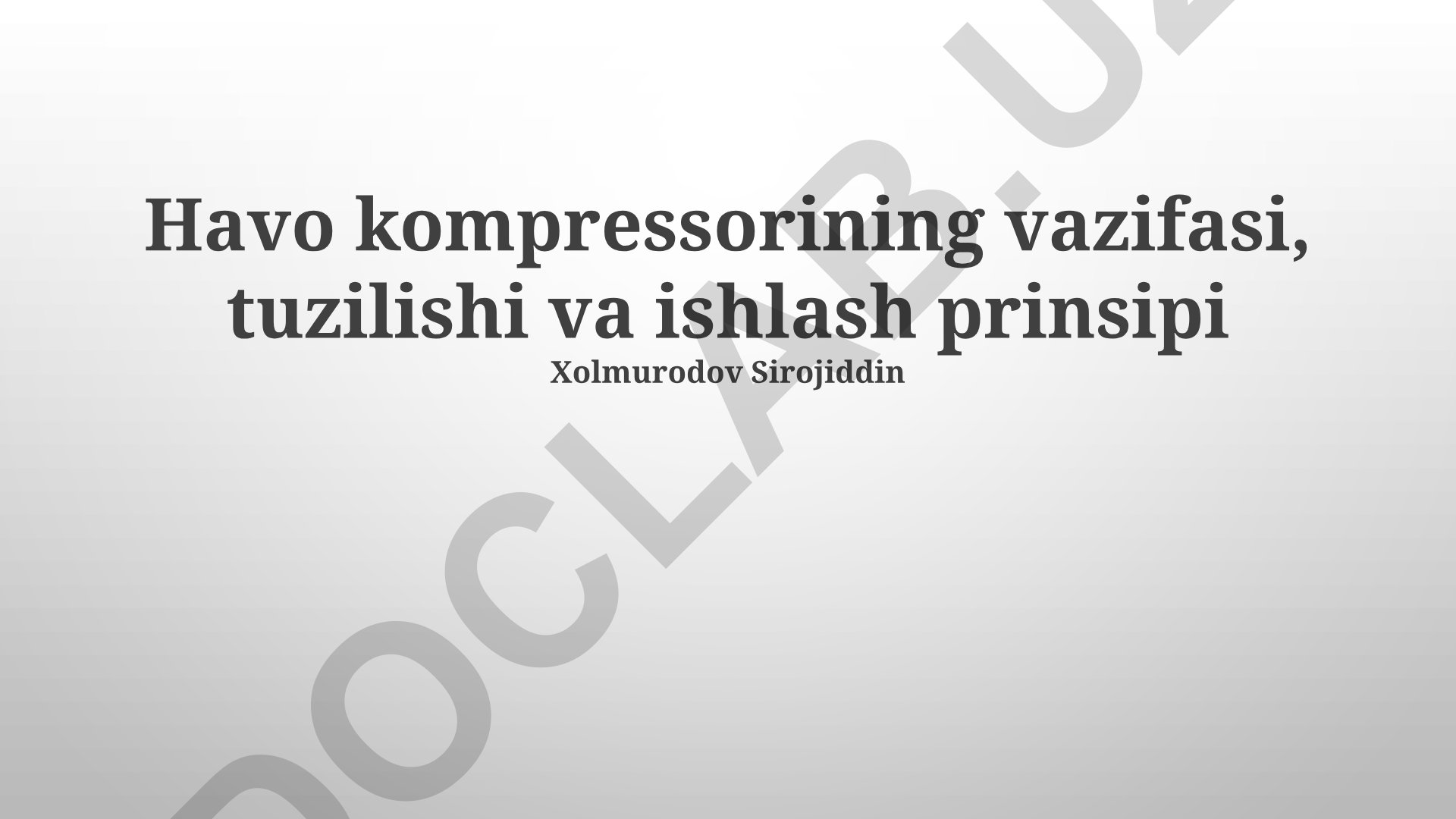 Havo kompressorining vazifasi, tuzilishi va ishlash prinsipi