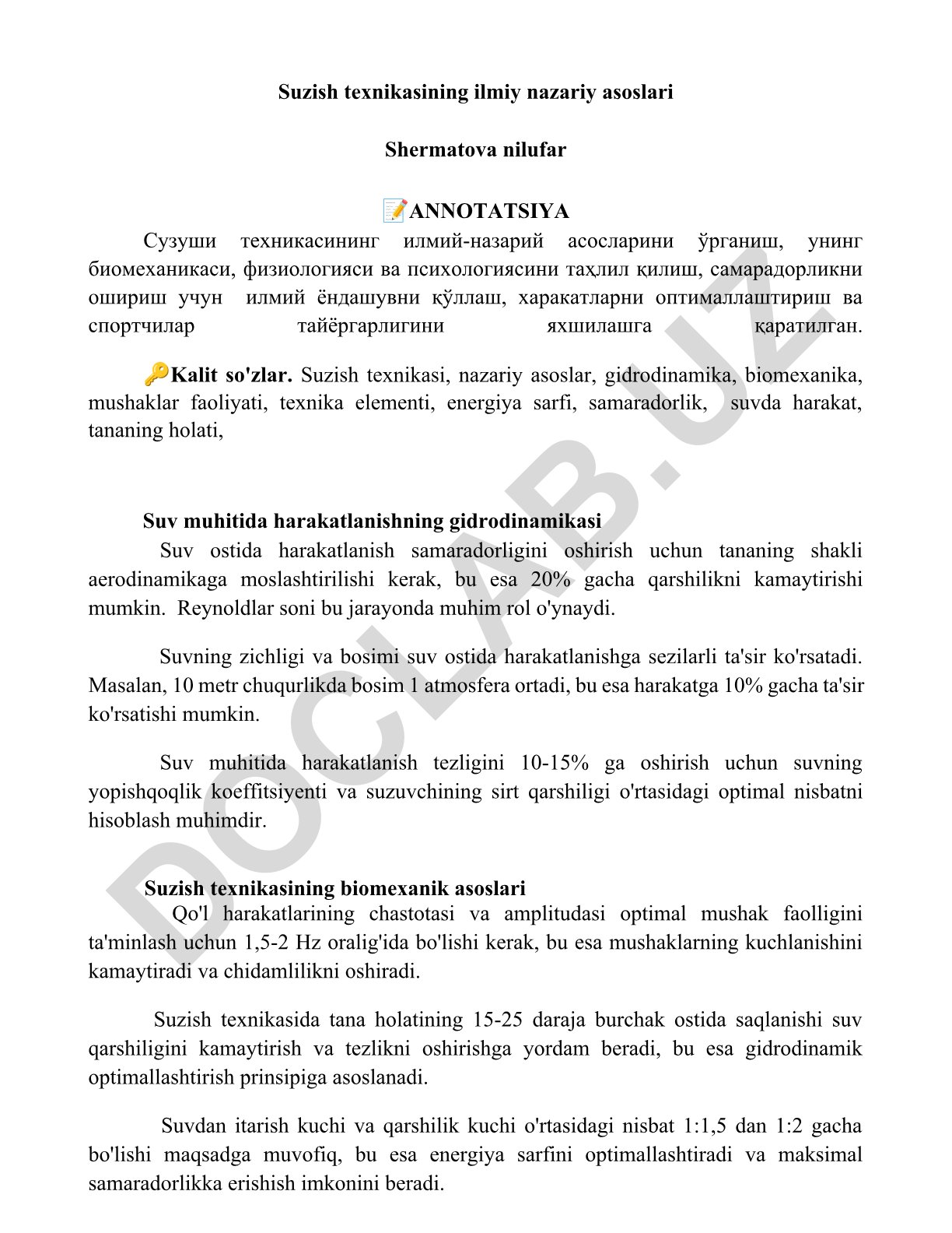 Suzish texnikasining ilmiy nazariy asoslari