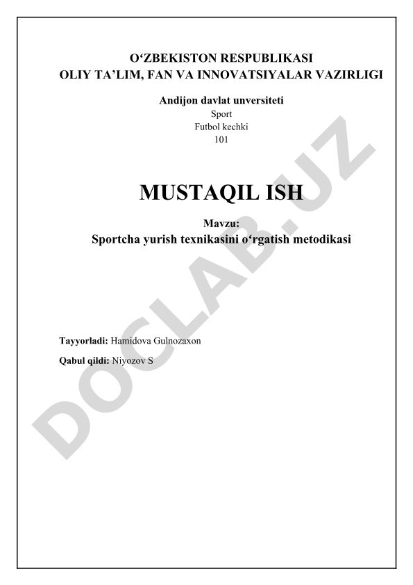 Sportcha yurish texnikasini o'rgatish metodikasi