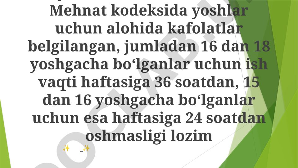 Yoshlar uchun mehnat va ta'lim imtiyozlari