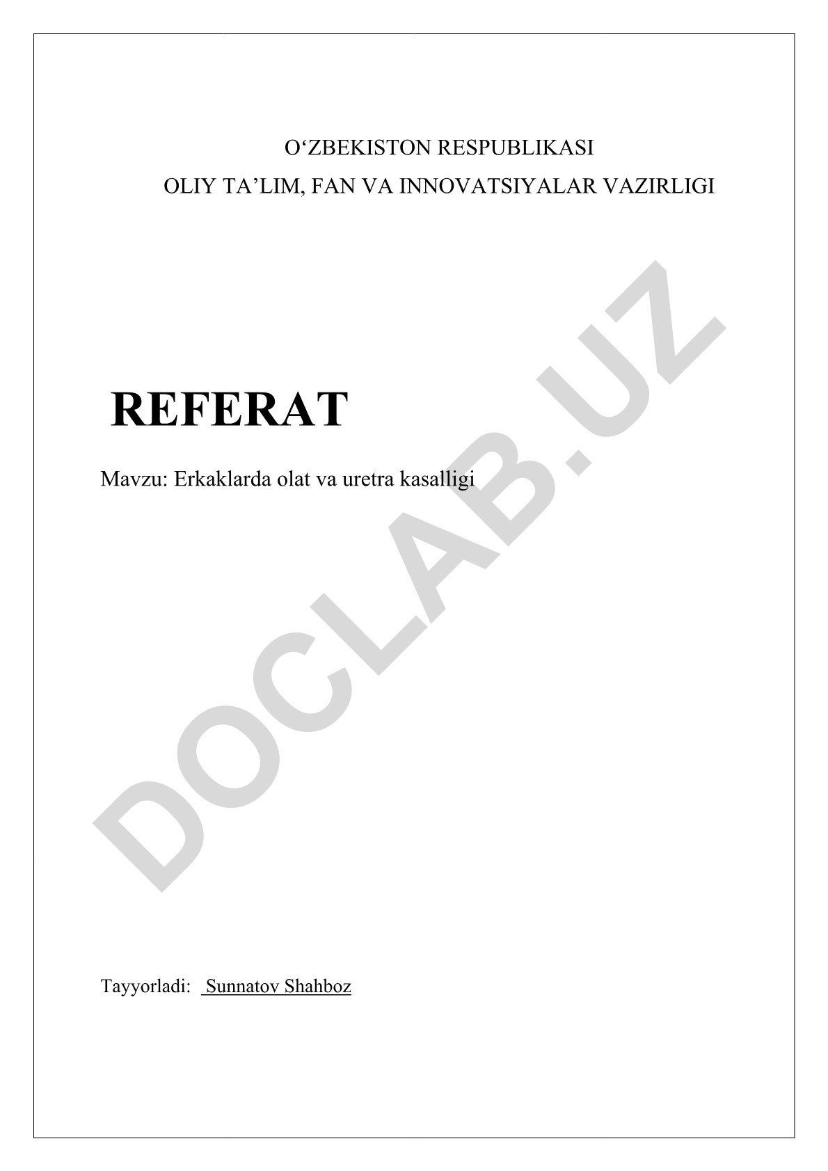 Erkaklarda olat va uretra kasalligi