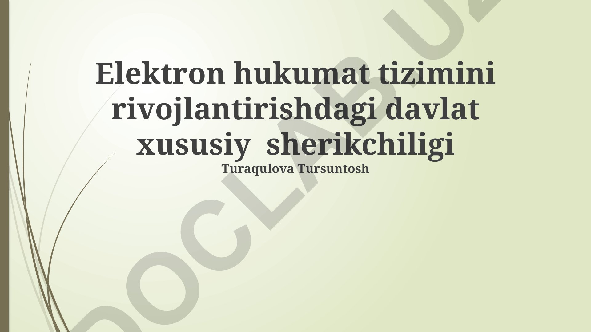 Davlat-xususiy sherikchilikda elektron hukumat tizimini rivojlantirish