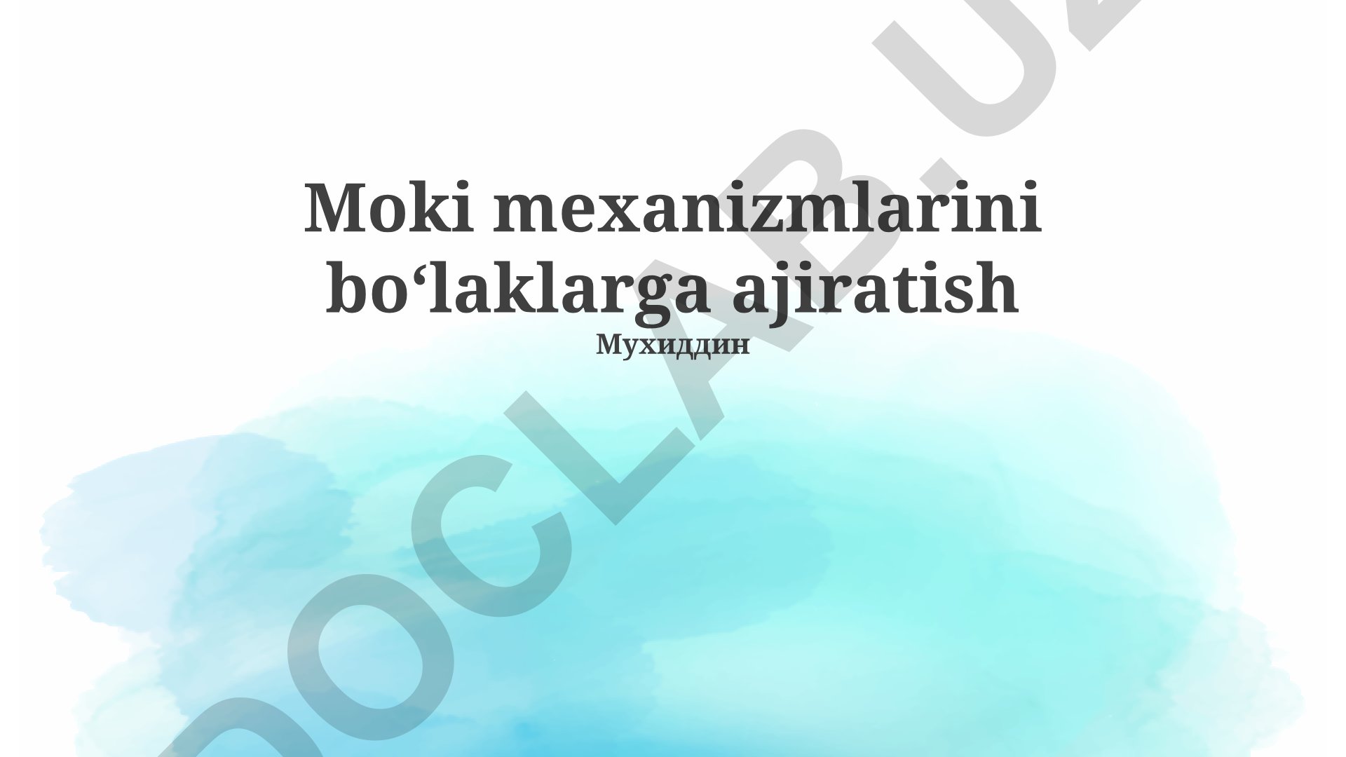 Moki mexanizmlarini boʻlaklarga ajratish va tahlil qilish