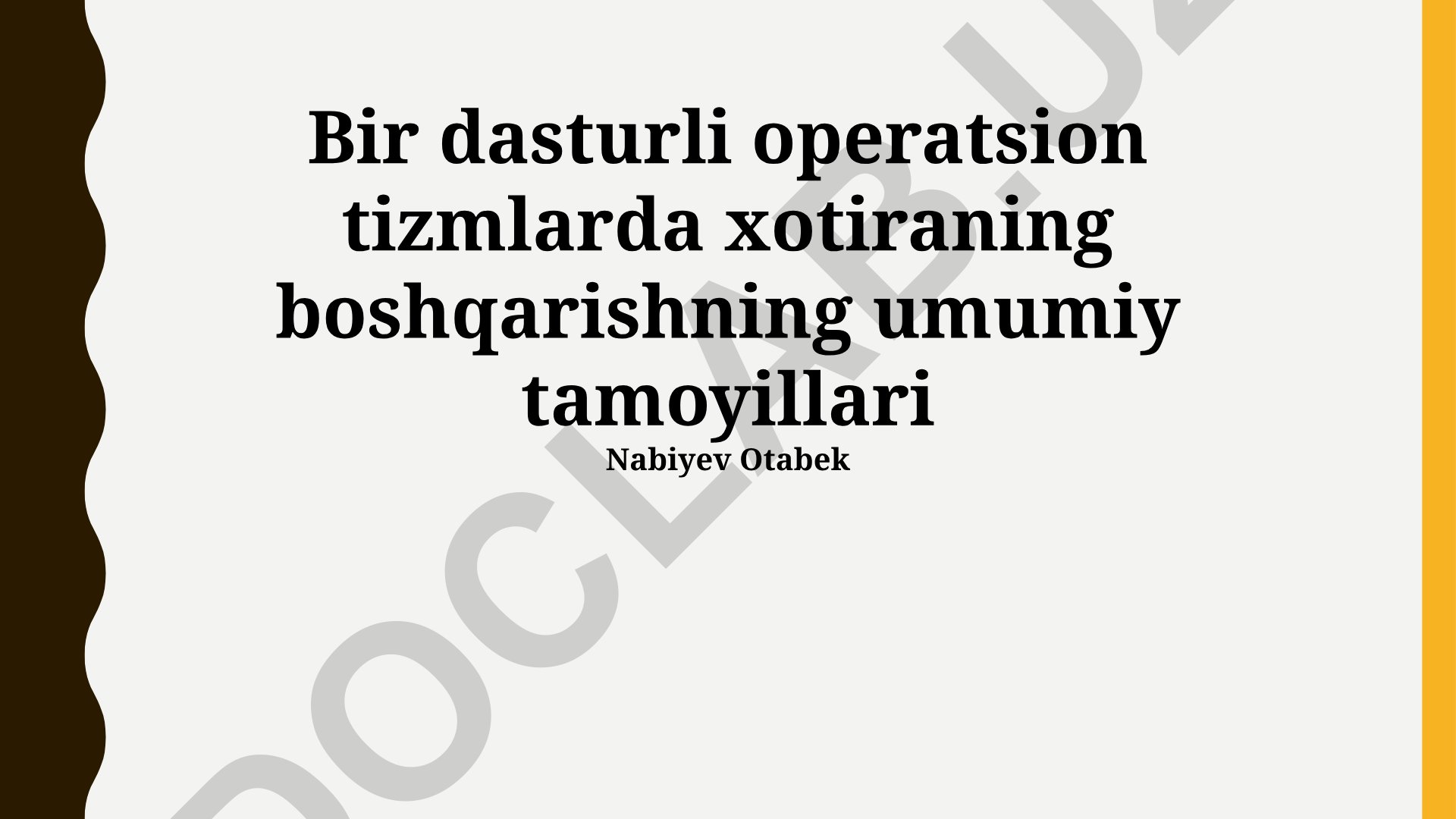 Bir dasturli operatsion tizimlarda xotira boshqarish tamoyillari