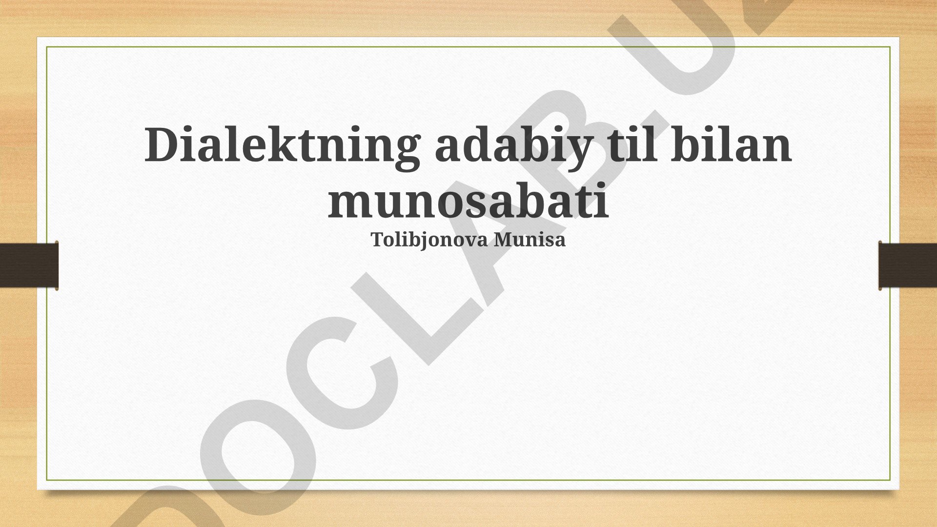 Sheva va adabiy tilning o'zaro munosabati