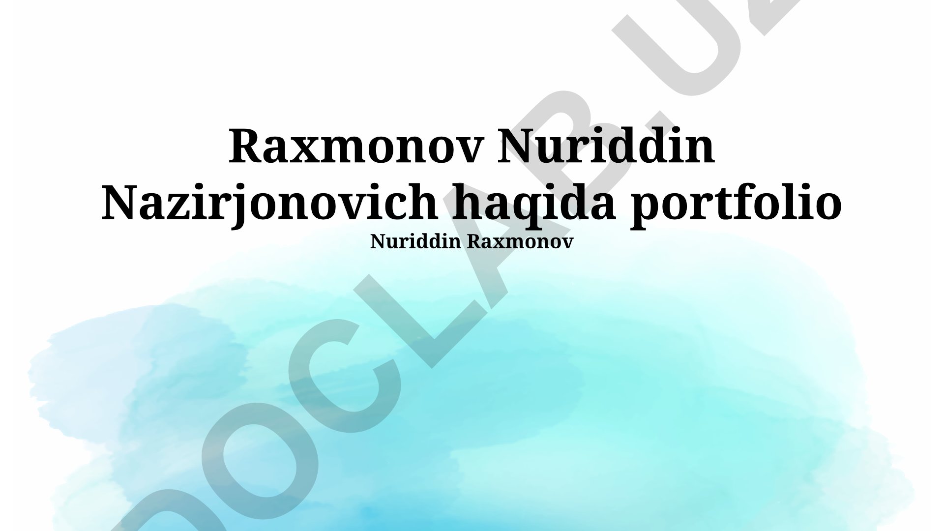 Raxmonov Nuriddin Nazirjonovich portfeli va professional tajribasi