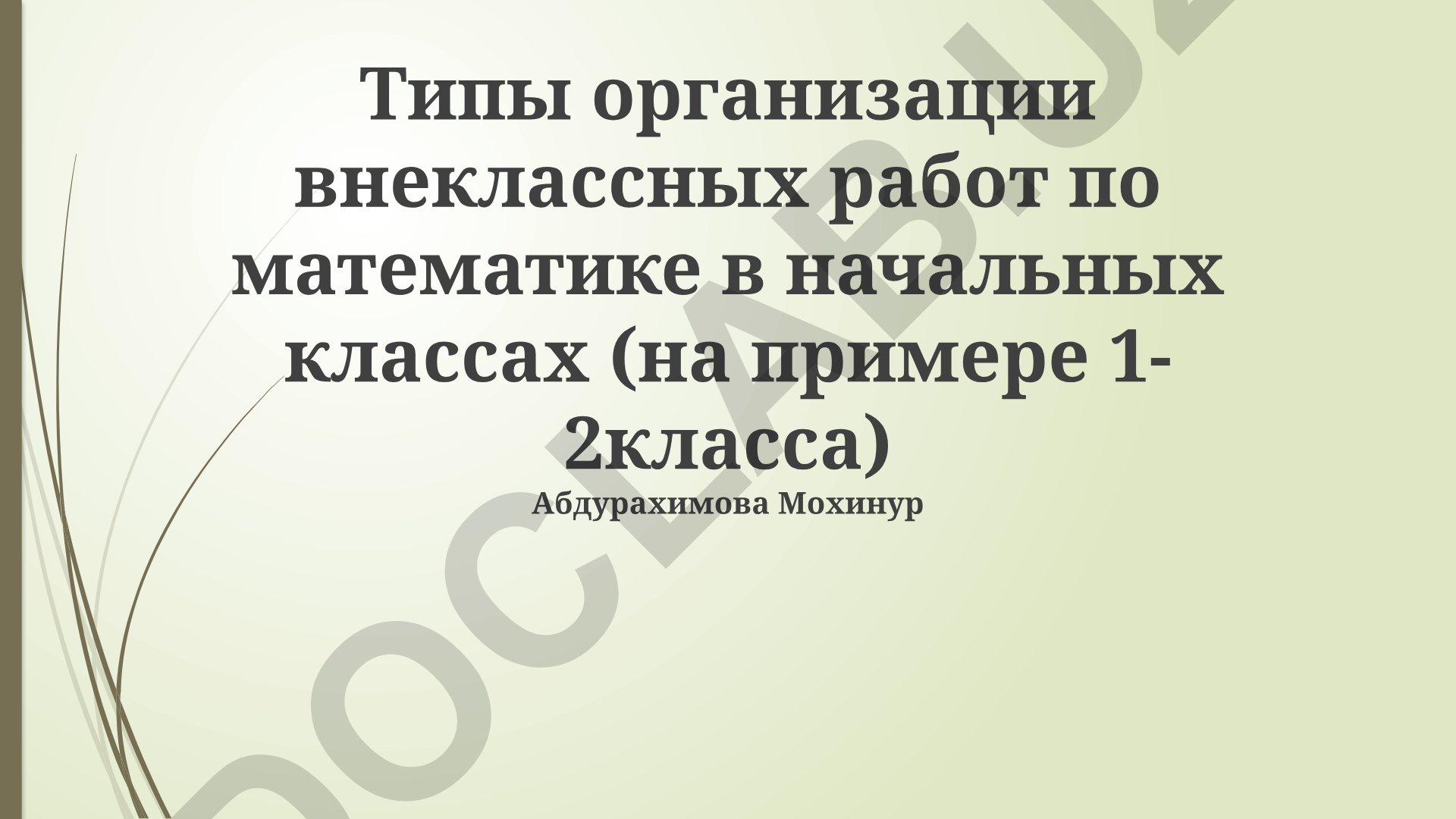 Типы организации внеклассных работ по математике в начальных классах