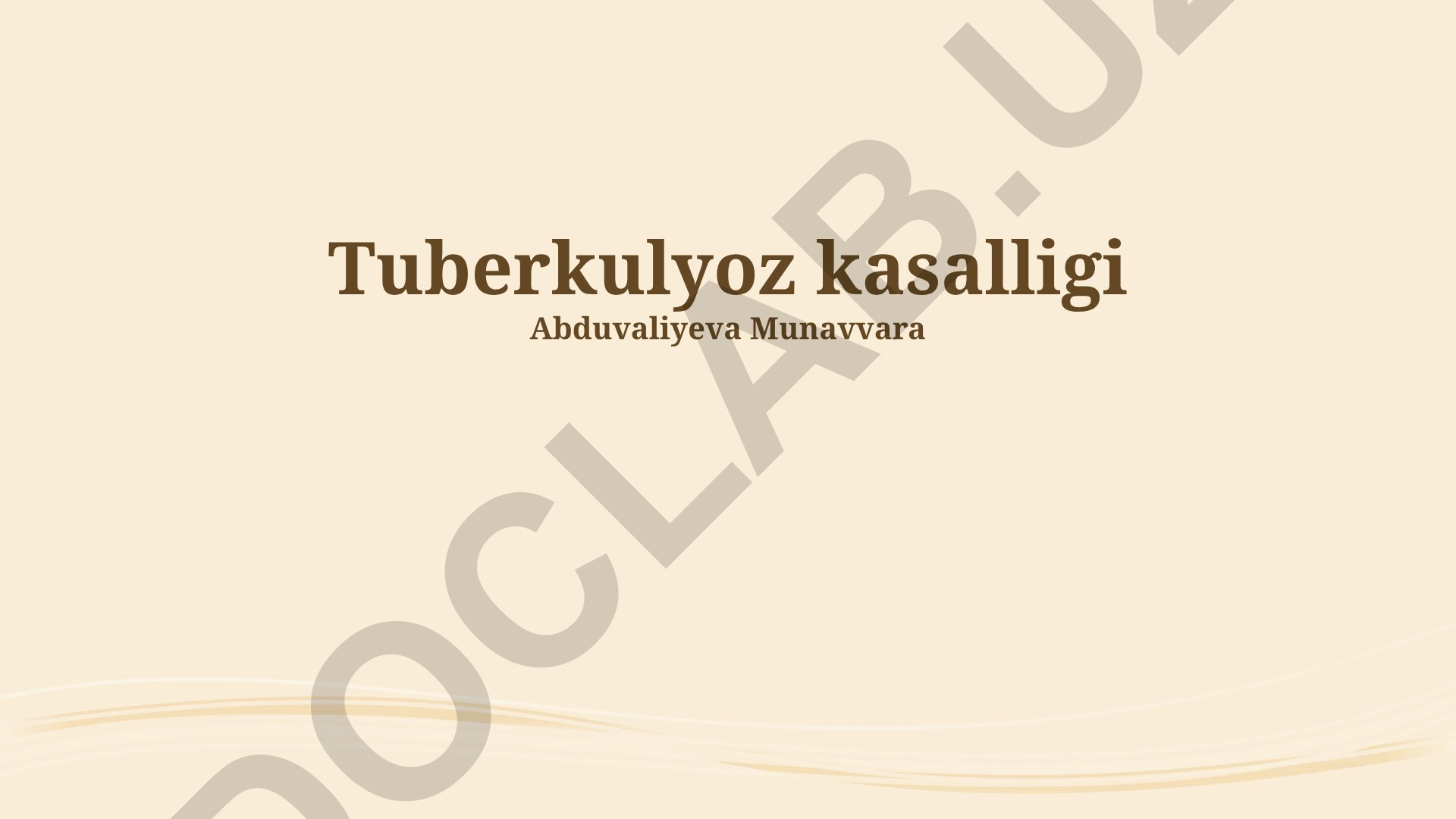 Tuberkulyoz kasalligi haqida umumiy ma'lumot, global hamkorlik va oldini olish