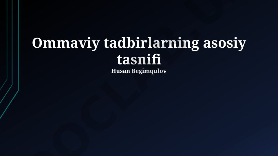 Ommaviy tadbirlarning asosiy tasnifi va turlari