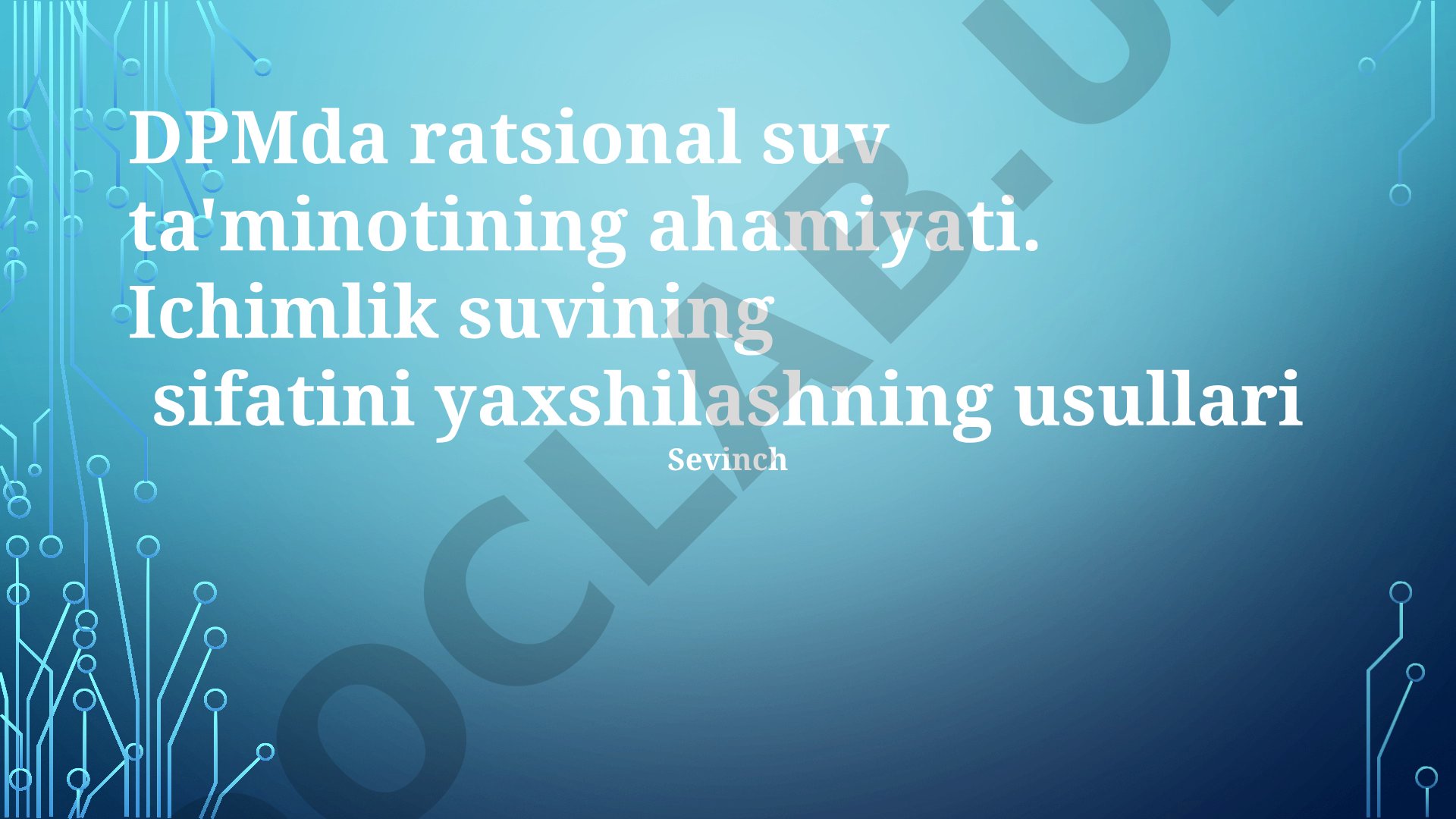 DPMda ratsional suv ta'minotining ahamiyati