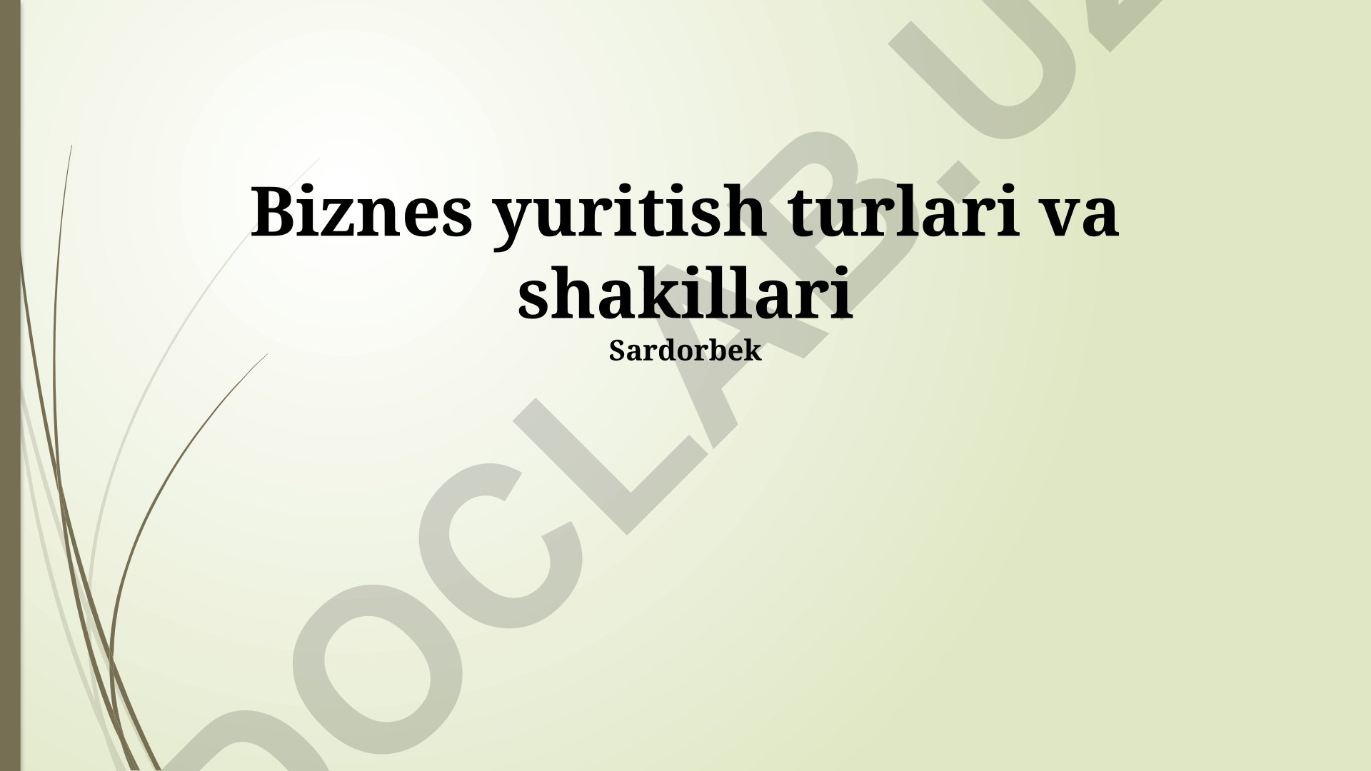 Biznes yuritish turlari va shakllari